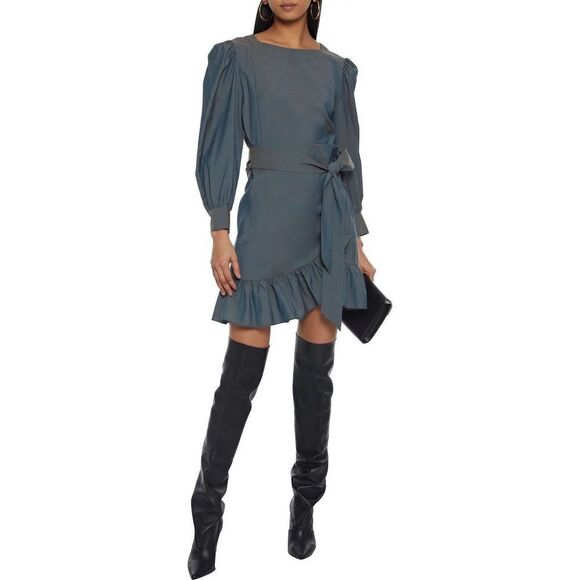 Isabel Marant Etoile Nelicia wrap-effect ruffled wool mini dress FR34